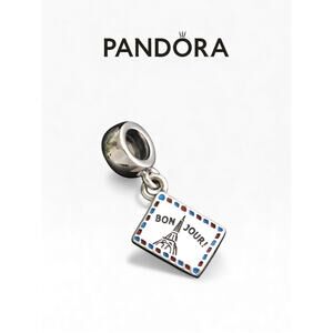 Authentic Pandora Bonjour Envelope Dangle Charm Sterling Silver NWOT
